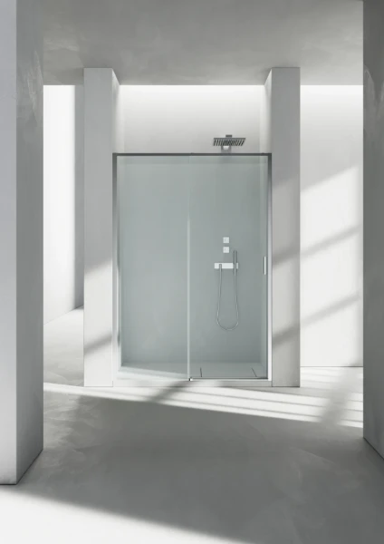 Vismara serie 7200 ZN doucheschuifdeur 2-delig (links) 2000 x 1570-1600 mm - glas 6 mm - transparant - profiel zilver glanzend - bestaat uit 2 colli's