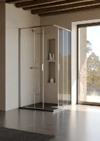 Vismara serie 7200 ZA porte coulissante entre d'angle (parti gauche) 2000 x 770-790 mm - verre 6 mm - transparant - profil silver brilliant