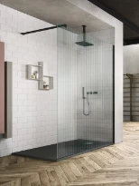 Vismara SK-IN SK paroi de douche (fixation mural droite) 2000 x 780-800 mm - verre 8 mm - transparant - profil noir mat