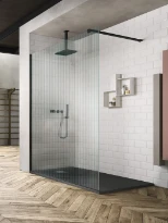 Vismara SK-IN SK paroi de douche (fixation mural gauche) 2000 x 880-900 mm - verre 8 mm - transparant - profil noir mat