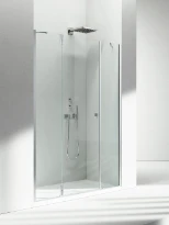 Vismara Supersintesi XM porte pivotante avec 2 parois en ligne  2000 x 1170-1200 mm - verre 6+8 mm - transparant - profil silver brilliant - 2 colli's