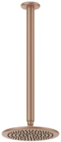 GESSI Goccia Pomme de douche anticalcaire avec bras au plafond orientable. Copper Brushed GHRC