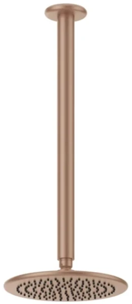 GESSI Goccia Pomme de douche anticalcaire avec bras au plafond orientable. Copper Brushed GHRC