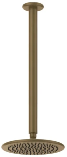 GESSI Goccia Pomme de douche anticalcaire avec bras au plafond orientable. Antique Laiton