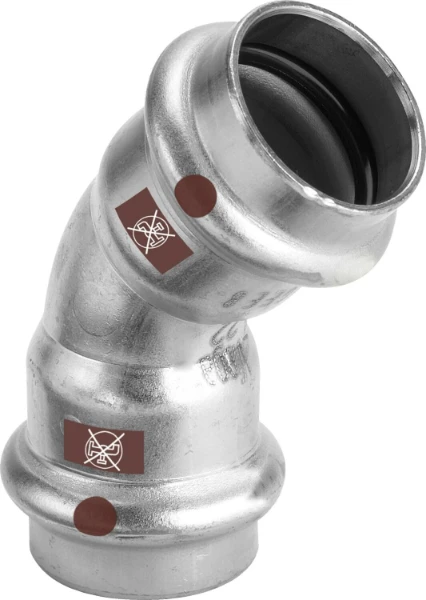 Viega Temponox inox bocht 45° FF 28 x 28 mm - niet geschikt voor drinkwater