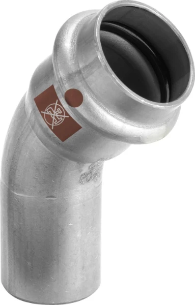 Viega Temponox inox inschuif bocht 45° MF 42 x 42 mm - niet geschikt voor drinkwater