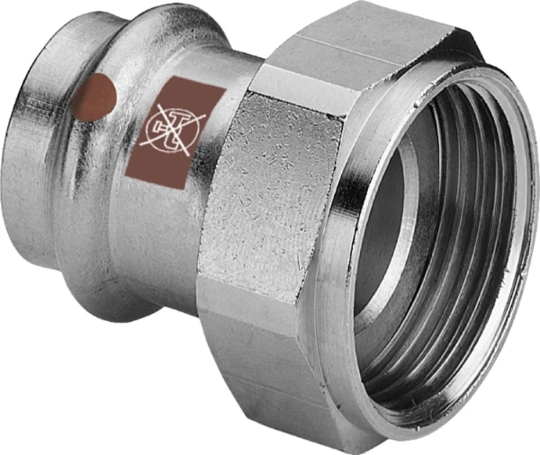 Viega Temponox inox 2-delige koppeling met losse moer vlak dichtend FF 28 x 6/4 F - niet geschikt voor drinkwater
