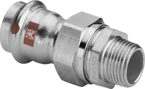 Viega Temponox inox 3-delige koppeling vlakdichtend MF 22 x 3/4 M - niet geschikt voor drinkwater