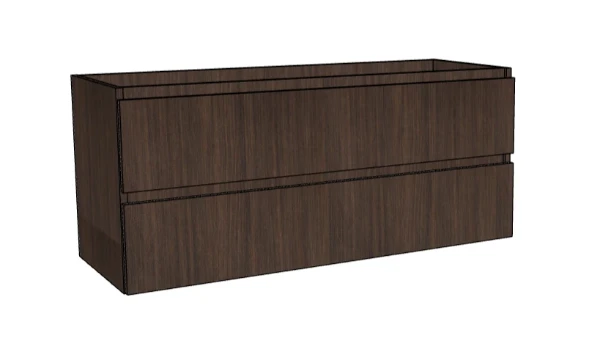 Procasa Kivu sous-meuble avec 2 tiroirs sans poignées 1200 x 475 x 520 mm - lungo - découpe droite