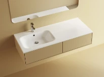 Procasa Klaire tablette en marbre artificiel avec 1 vasque à gauche 1200 x 460 mm - blanc brillant - robinetterie pré-percé