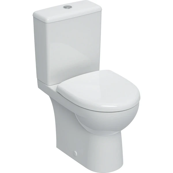 Geberit Selnova Compact staand toilet Rimfree PACK (onderpot H + spoelreservoir + zitting) zonder spoelrand - wit