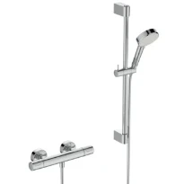 Ideal Standard CeraTherm T25 New Pack mitigeur thermostatique de douche - Chromé - set de douche 600 mm - Chromé - douchette 2jet 100 mm Chromé/blanc 8 l/min - IdealFlex 1/2 x 1750 mm