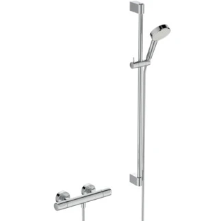 Ideal Standard CeraTherm T25 New Pack mitigeur thermostatique de douche - Chromé - set de douche 900 mm - Chromé - douchette 2jet 100 mm Chromé/blanc 8 l/min - IdealFlex 1/2 x 1750 mm