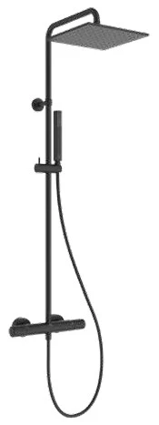 Ideal Standard CeraTherm T25 New Ecoflow douchesysteem - Silk Black - staafhanddouche 1jet vierkant 6 l/min - hoofddouche 250 x 250 mm 8 l/min - IdealFlex 1/2 x 1750 mm