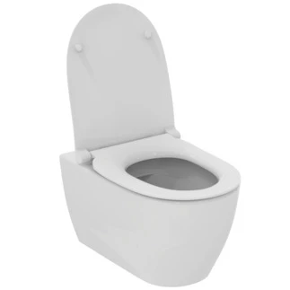 Ideal Standard I life O WC suspendu PACK Hydrotwist (WC suspendu avec abattant de WC sandwich avec fermeture amortie) sans rebord de chasse d’eau - blanc