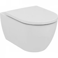 Ideal Standard Ellisse WC suspendu PACK Rimless (WC suspendu avec siège de toilette à fermeture amortie) sans rebord de chasse d’eau - blanc - avec fixation cachée - kit de montage inclus