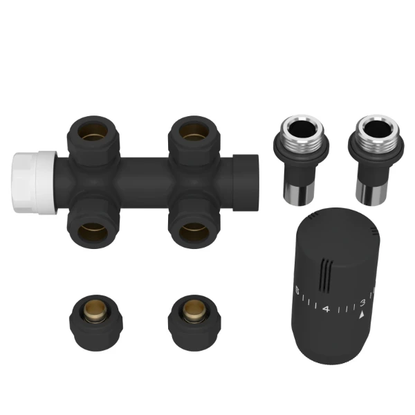 ProOne Radect thermostatiseerbaar H-stuk haaks 1/2 x 15 - zwart mat