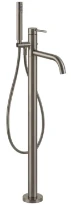 Gessi Via Tortona Parties apparentes pour mitigeur bain-douche sur pied avec douchette. Finox nickel brossé