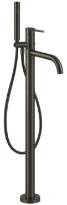 Gessi Via Tortona Parties apparentes pour mitigeur bain-douche sur pied avec douchette. Black Metal Brossé PVD