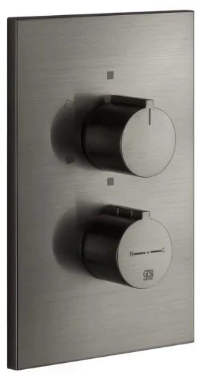 Gessi Via Manzoni Parties apparentes pour mitigeur thermostatique douche mural 3 sorties. Black Metal Brossé PVD