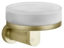 GESSI Emporio Accessories Porte-savon mural en verre satiné. Brushed Brass PVD