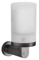 GESSI Emporio Accessories Porte-verre mural en verre satiné. Black Metal Brossé PVD