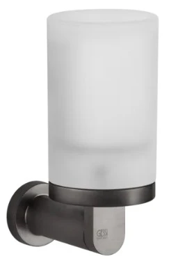 GESSI Emporio Accessories Wand-glashouder van matglas Geb. Zwart Metaal PVD