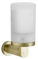 GESSI Emporio Accessories Porte-verre mural en verre satiné. Brushed Brass PVD