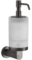 GESSI Emporio Accessories Distributeur de savon liquide mural en verre satiné. Black Metal Brossé PVD