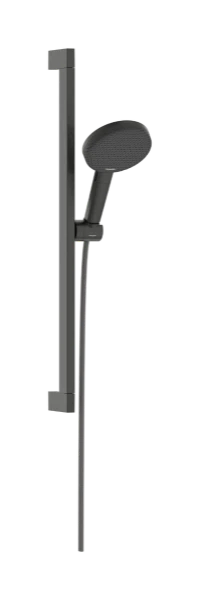 Hansgrohe Raindance Alive Select S set de douche 125 mm 3jet EcoSmart avec barre de douche Unica E Puro 650 mm et Easy Slide schuifstuk - Brushed Black Chrome