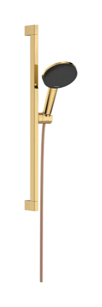 Hansgrohe Raindance Alive Select S set de douche 125 mm 3jet EcoSmart avec barre de douche Unica E Puro 650 mm et Easy Slide schuifstuk - Polished Gold Optic