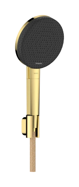 Hansgrohe Raindance Alive Select S support de douche 125 mm 3jet Ecosmart avec flexible de douche textile Designflex 1600 mm - Polished Gold Optic