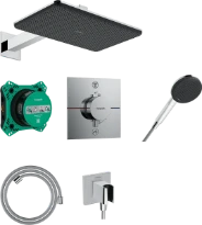 Hansgrohe Raindance Alive Q ShowerSet 210 x 340 mm 1jet EcoSmart avec thermostat - iBox universal 2 - douchette à main 125 mm - flexible de douche textile 1600 mm - chromé
