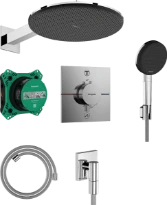 Hansgrohe Raindance Alive Q ShowerSet 300 mm 1jet EcoSmart avec thermostat - iBox universal 2 - douchette à main 125 mm - flexible de douche textile 1600 mm - chromé