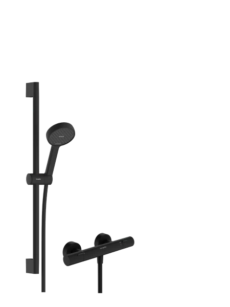 Hansgrohe Acitvera Select S système de douche apparent 95 mm 2jet EcoSmart avec thermostat Ecostat Fine et barre de douche 650 mm - Matt Black