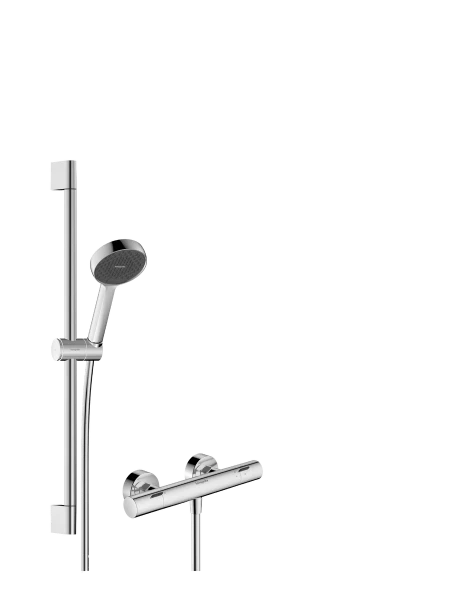 Hansgrohe Acitvera Select S système de douche apparent 95 mm 2jet EcoSmart avec thermostat Ecostat Fine et barre de douche 650 mm - chromé