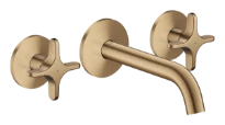 Hansgrohe Axor One mitigeur lavabo 3 trous pour montage encastré mural avec bec 160 mm et poignées en croix - Brushed Bronze