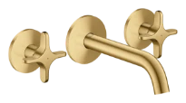 Hansgrohe Axor One mitigeur lavabo 3 trous pour montage encastré mural avec bec 160 mm et poignées en croix - Brushed Gold Optic