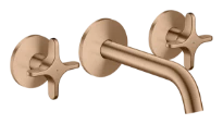 Hansgrohe Axor One mitigeur lavabo 3 trous pour montage encastré mural avec bec 160 mm et poignées en croix - Brushed Red Gold