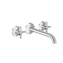 Hansgrohe Axor One mitigeur lavabo 3 trous pour montage encastré mural avec bec 220 mm et poignées en croix - chromé