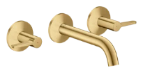 Hansgrohe Axor One mitigeur lavabo 3 trous pour montage encastré mural avec bec 160 mm et poignées à levier - Brushed Gold Optic