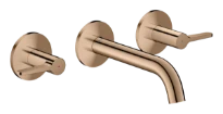 Hansgrohe Axor One mitigeur lavabo 3 trous pour montage encastré mural avec bec 160 mm et poignées à levier - Polished Red Gold