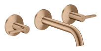 Hansgrohe Axor One mitigeur lavabo 3 trous pour montage encastré mural avec bec 160 mm et poignées à levier - Brushed Red Gold