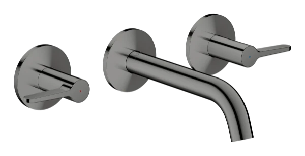 Hansgrohe Axor One mitigeur lavabo 3 trous pour montage encastré mural avec bec 160 mm et poignées à levier - Polished Black Chrome