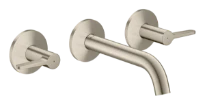 Hansgrohe Axor One mitigeur lavabo 3 trous pour montage encastré mural avec bec 160 mm et poignées à levier - Brushed Nickel