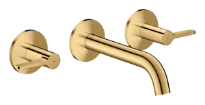 Hansgrohe Axor One mitigeur lavabo 3 trous pour montage encastré mural avec bec 160 mm et poignées à levier - Polished Gold Optic
