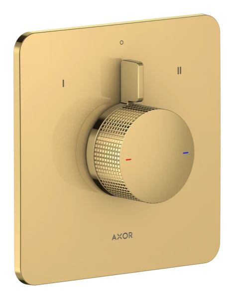 Hansgrohe Axor Citterio C mitigeur de douche à encastrer pour 2 systèmes- Cubic Cut - Polished Gold Optic