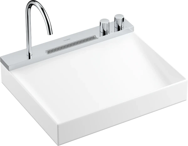 Hansgrohe Avalegra AquaUnit lavabo 580 x 475 mm - blanc - sans trou de robinet - sans trop-plein - avec robinetterie de lavabo chroom