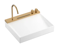 Hansgrohe Avalegra AquaUnit lavabo 580 x 475 mm - blanc - sans trou de robinet - sans trop-plein - avec robinetterie de lavabo Brushed Bronze