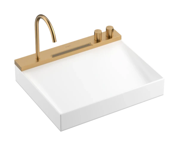 Hansgrohe Avalegra AquaUnit lavabo 580 x 475 mm - blanc - sans trou de robinet - sans trop-plein - avec robinetterie de lavabo Brushed Bronze